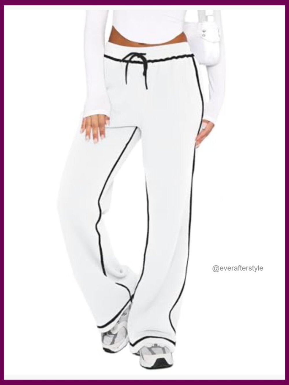 Wide Leg Sweatpants Low Rise Baggy Fleece with Pockets - Picture 2 of 7